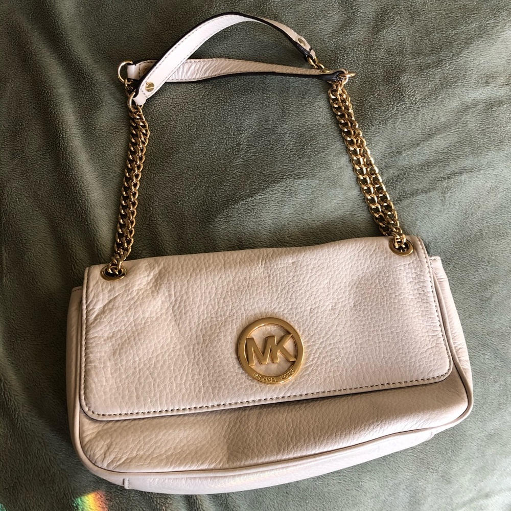 Michael Kors vanilla leather evening shoulder bag